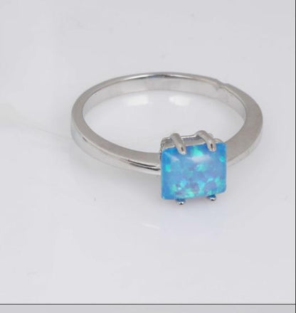 Ocean Glint Blue Opal 92.5 Sterling Silver Ring