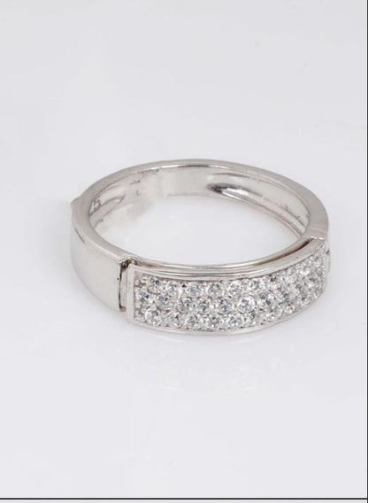 Titan Curve CZ Embedded 92.5 Sterling Silver Ring